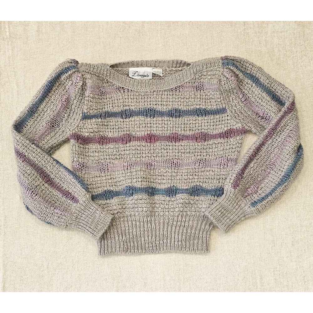 Vintage Donagain Knit Sweater Women's Medium Pink Acrylic Knit Patterned